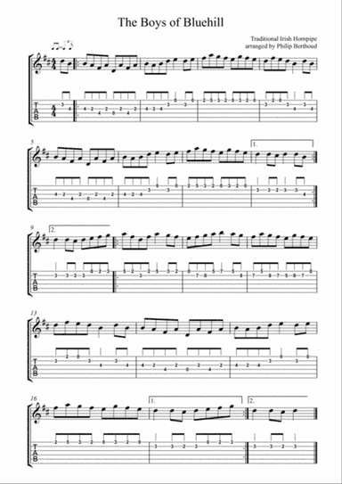 Boys of Bluehill, The - Irish Hornpipe for Flatpicking Guitar