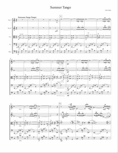 Summer Tango, for string ensemble