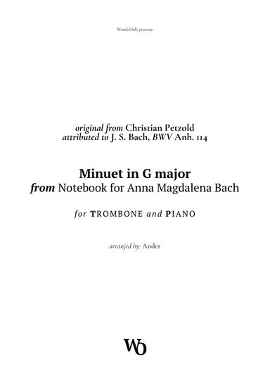 Minuet in G major by Bach for Trombone