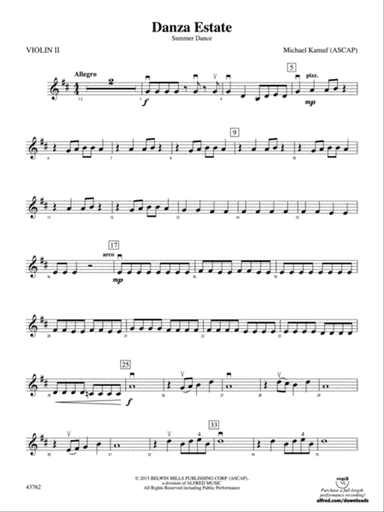 Danza Estate: 2nd Violin