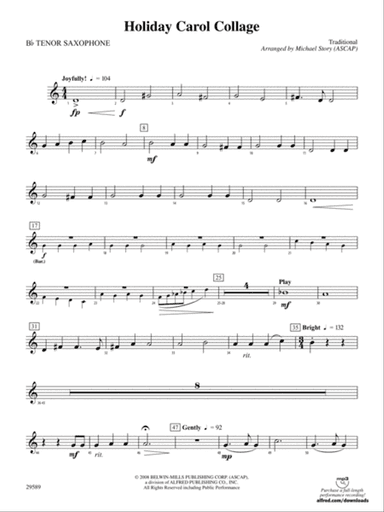 Holiday Carol Collage: B-flat Tenor Saxophone
