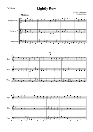 Lightly Row for Brass Trio