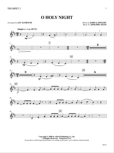 O Holy Night: 2nd B-flat Trumpet