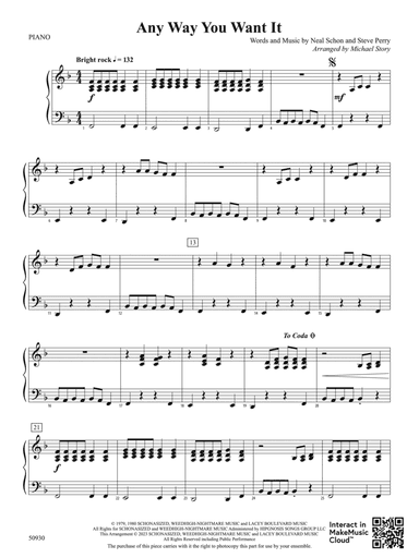 Any Way You Want It: Piano Accompaniment
