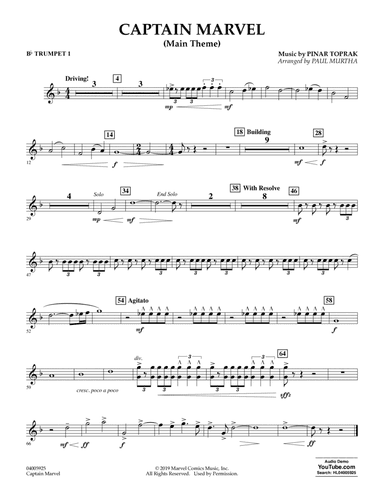 Captain Marvel (Main Theme) (arr. Paul Murtha) - Bb Trumpet 1