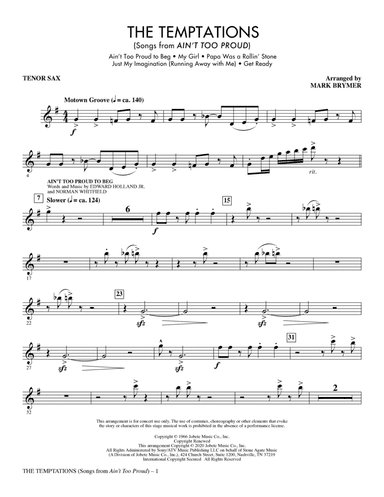The Temptations (Songs from Ain't Too Proud) (arr. Mark Brymer) - Tenor Sax