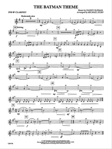 Batman Theme: 2nd B-flat Clarinet