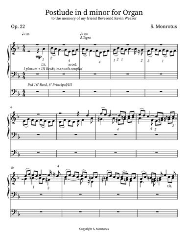 Postlude in d minor for Organ