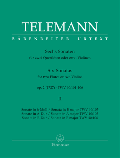 Six Sonatas For Two Flutes Or Violins, Volume 2 (#4-6)
