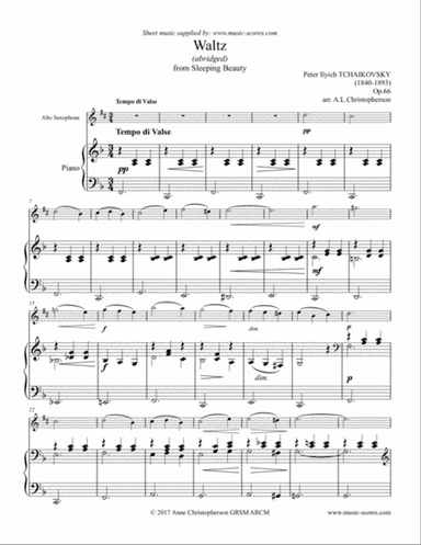 Sleeping Beauty Waltz - Alto Saxophone and Piano