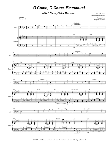 O Come, O Come, Emmanuel (with "O Come, Divine Messiah") (Cello solo and Piano)
