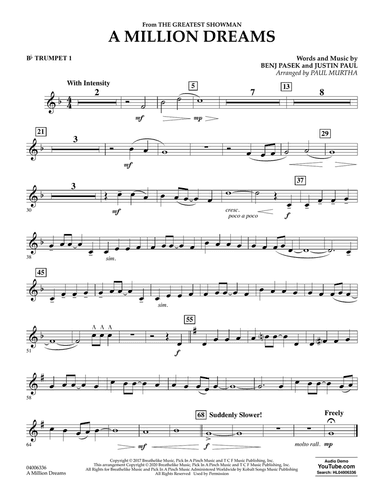 A Million Dreams (from The Greatest Showman) (arr. Paul Murtha) - Bb Trumpet 1