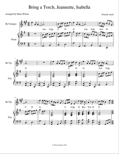 Bring a Torch, Jeannette, Isabella--trumpet solo