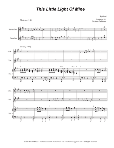This Little Light Of Mine (Duet for Soprano and Tenor Saxophone)