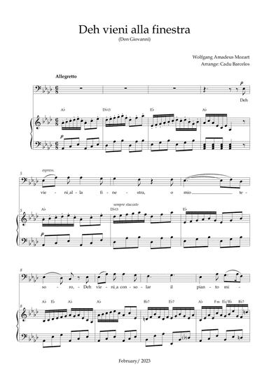 Deh vieni alla finestra (Don Giovanni) Mozart - Ab Major Chords (BARITONE)