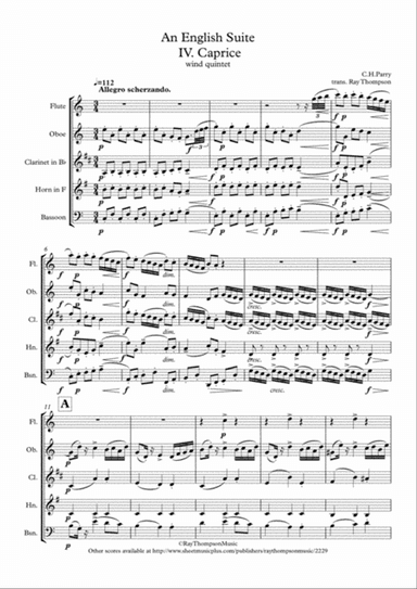 Parry: An English Suite IV. Caprice - wind quintet