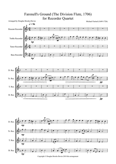 Faronell's Ground for Recorder Quartet