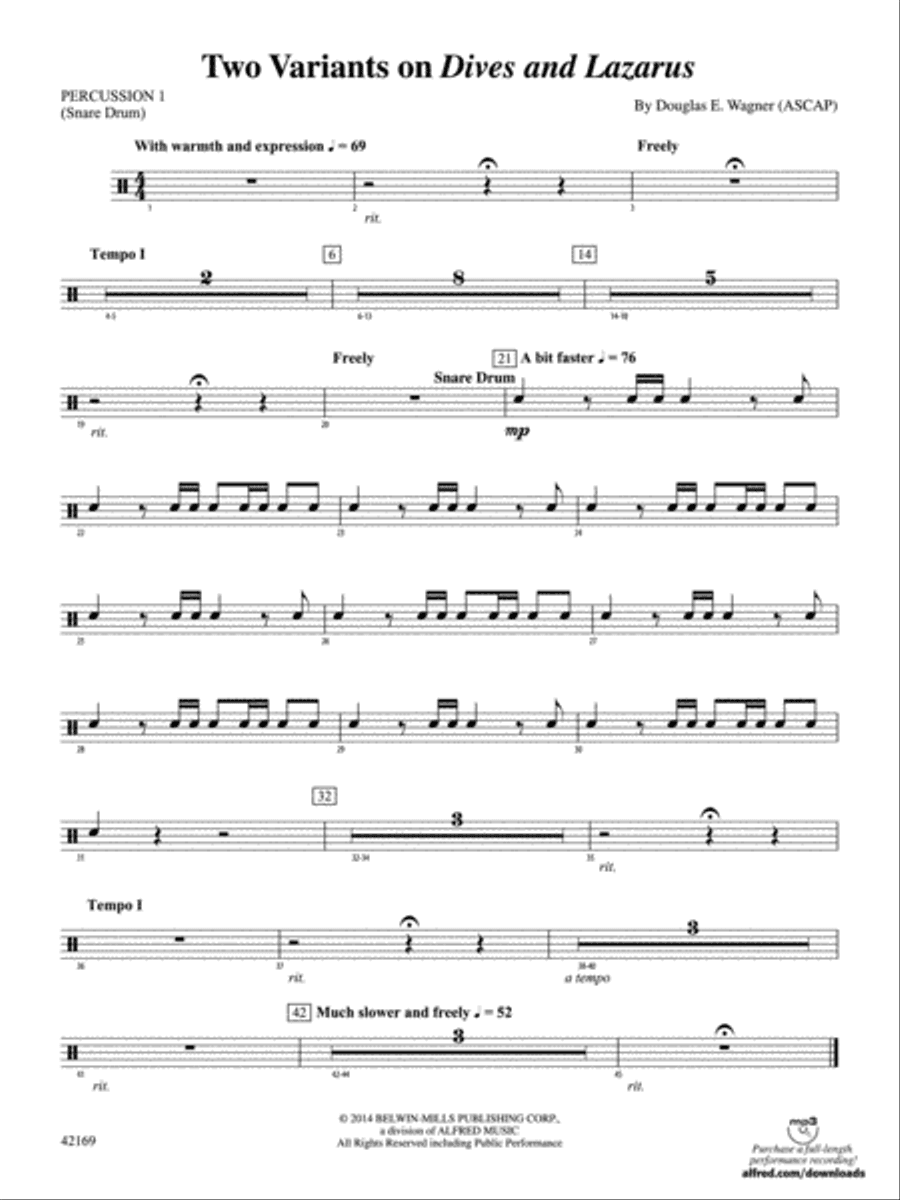 Two Variants on "Dives and Lazarus": 1st Percussion