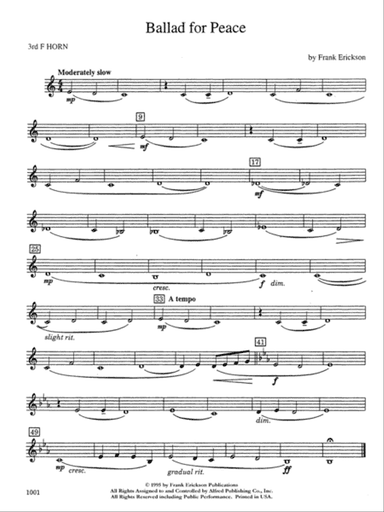 Ballad for Peace: 3rd F Horn