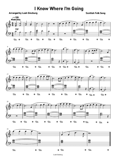 "I Know Where I'm Going" Scottish Folk Song, Easy piano version