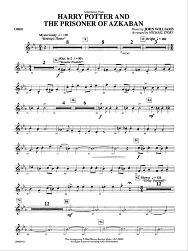 Harry Potter and the Prisoner of Azkaban, Selections from: Oboe