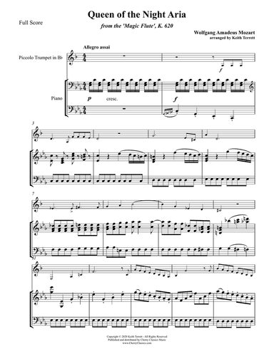 Queen of the Night Aria from the Magic Flute for Piccolo Trumpet and Piano