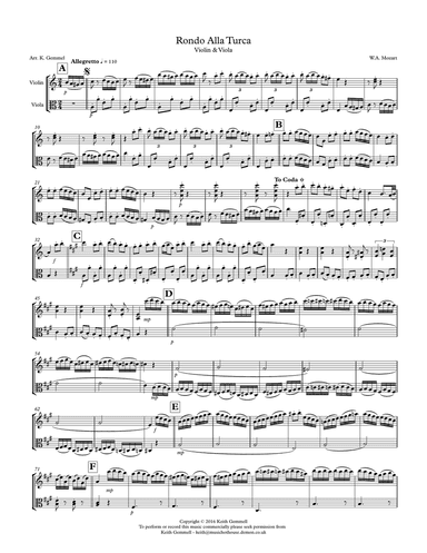Rondo Alla Turca: Violin & Viola