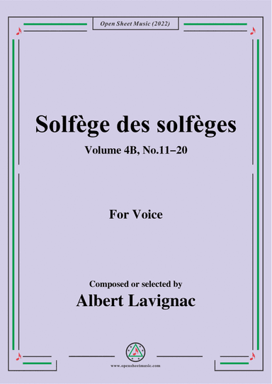 Lavignac-Solfege des solfeges,Volum 4B No.11-20,for Voice