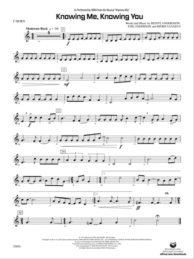 Knowing Me, Knowing You (As performed by ABBA from the musical Mamma Mia): 1st F Horn