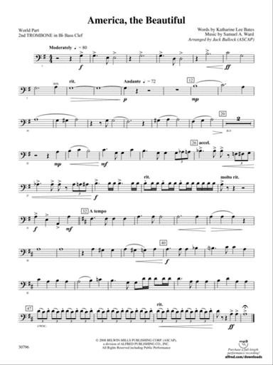 America, the Beautiful: (wp) 2nd B-flat Trombone B.C.