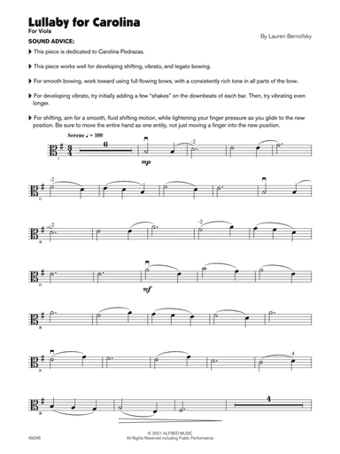 Lullaby for Carolina (Sound Innovations Soloist, Viola)