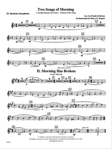 Two Songs of Morning: E-flat Baritone Saxophone