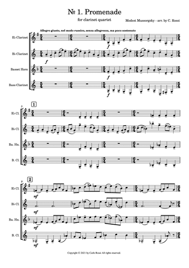 Pictures at an Exibition (full score for clarinet quartet)