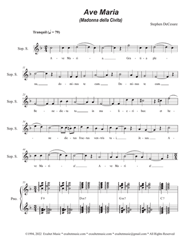 Ave Maria (Madonna della Civita) (Soprano solo and Unison choir - Medium Key)