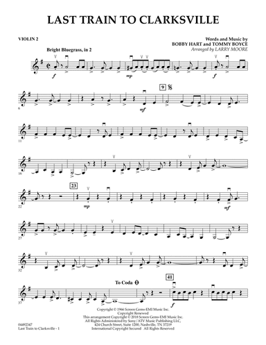 Last Train to Clarksville (arr. Larry Moore) - Violin 2