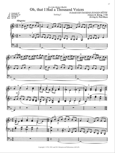Oh, that I Had a Thousand Voices (Setting I) (Downloadable)