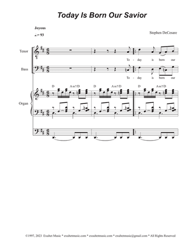 Today Is Born Our Savior (Duet for Tenor and Bass solo)