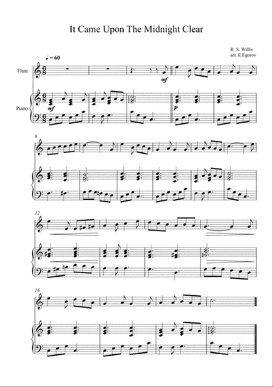 It Came Upon The Midnight Clear, Richard Storrs Willis, For Flute & Piano