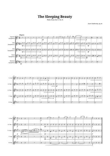 The Sleeping Beauty Waltz for Sax Quintet