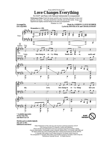 Love Changes Everything (from Aspects Of Love) (arr. Ed Lojeski)