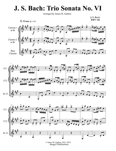 BACH: Trio Sonata No. 6 BWV 530 for Clarinet Trio