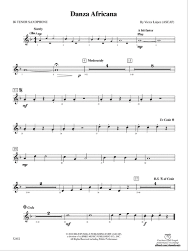 Danza Africana: B-flat Tenor Saxophone