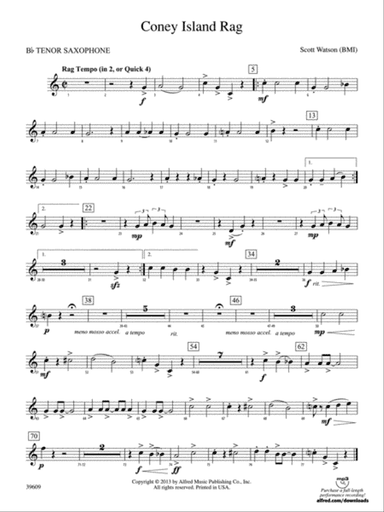 Coney Island Rag: B-flat Tenor Saxophone