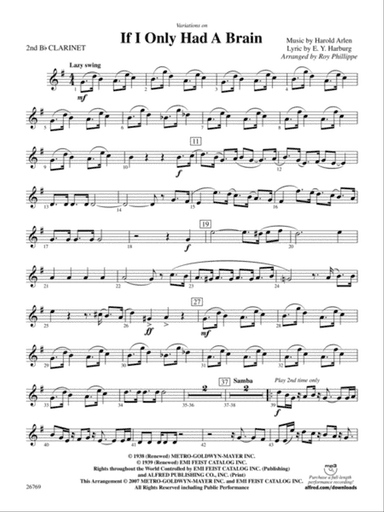Variations on If I Only Had a Brain (from The Wizard of Oz): 2nd B-flat Clarinet