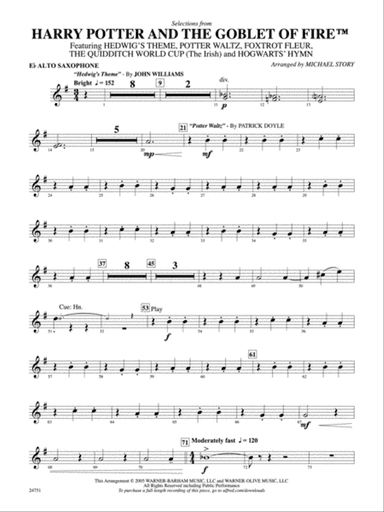 Harry Potter and the Goblet of Fire, Selections from: E-flat Alto Saxophone