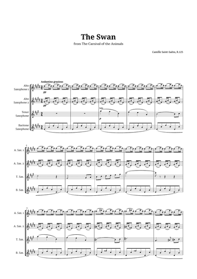 The Swan by Saint-Saëns for Sax Quartet AATB