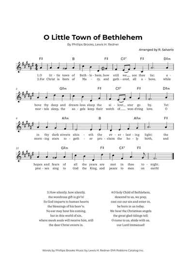 O Little Town of Bethlehem (Key of F-Sharp Major)