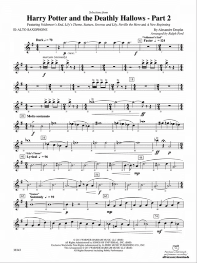Harry Potter and the Deathly Hallows, Part 2, Selections from: E-flat Alto Saxophone