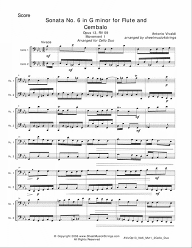Vivaldi, A. - Sonata No. 6 Mvt.1 for Violin and Cello