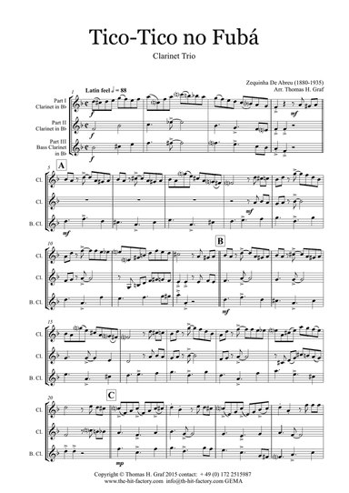 Tico-Tico no Fubá - Choro - Clarinet Trio